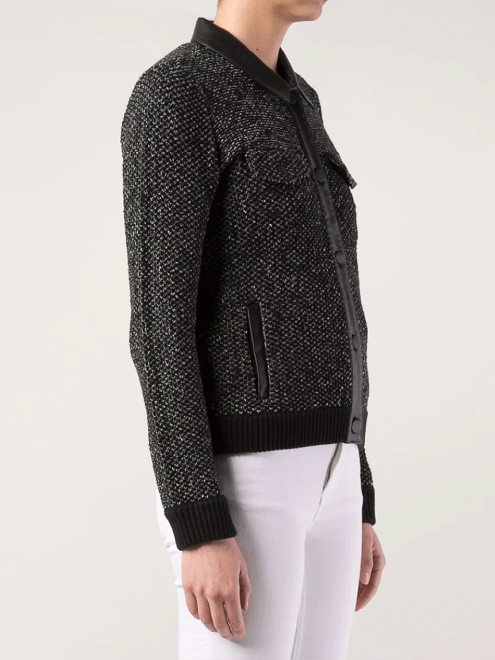 rag & bone Paula Collar Jacket
Black Tweed Jacket with Leather Trim